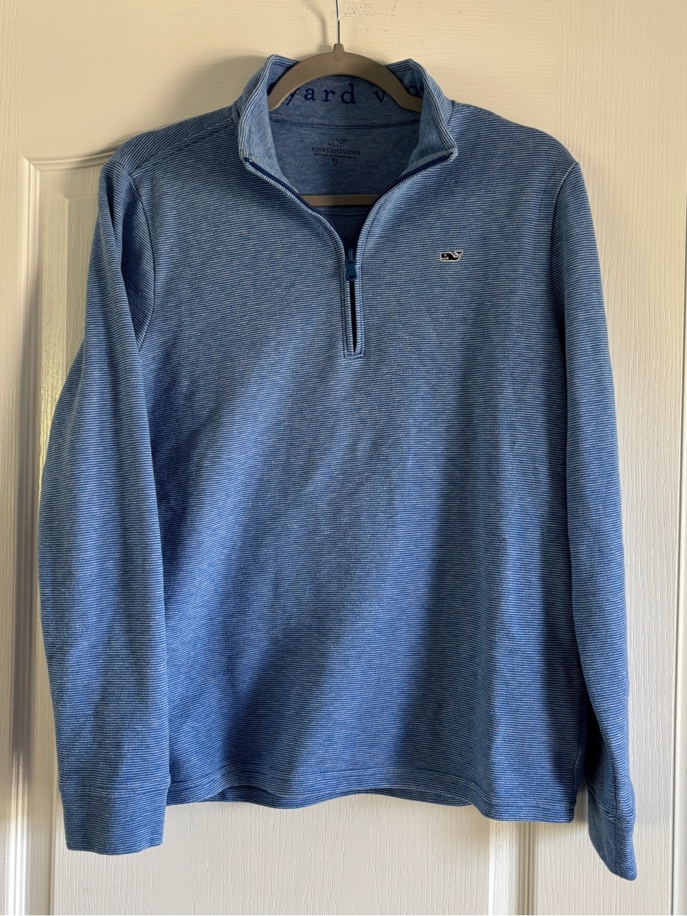 Vineyard Vines Light Blue Striped Quarter-Zip Pullover boys XL so soft!